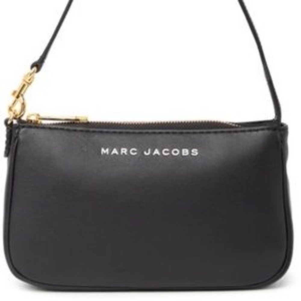 Marc Jacobs Trendy City Slick Shoulder Pochette Leather Bag Black
